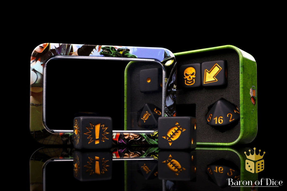 Matte Black - Bloody Football Dice (Set of 7)