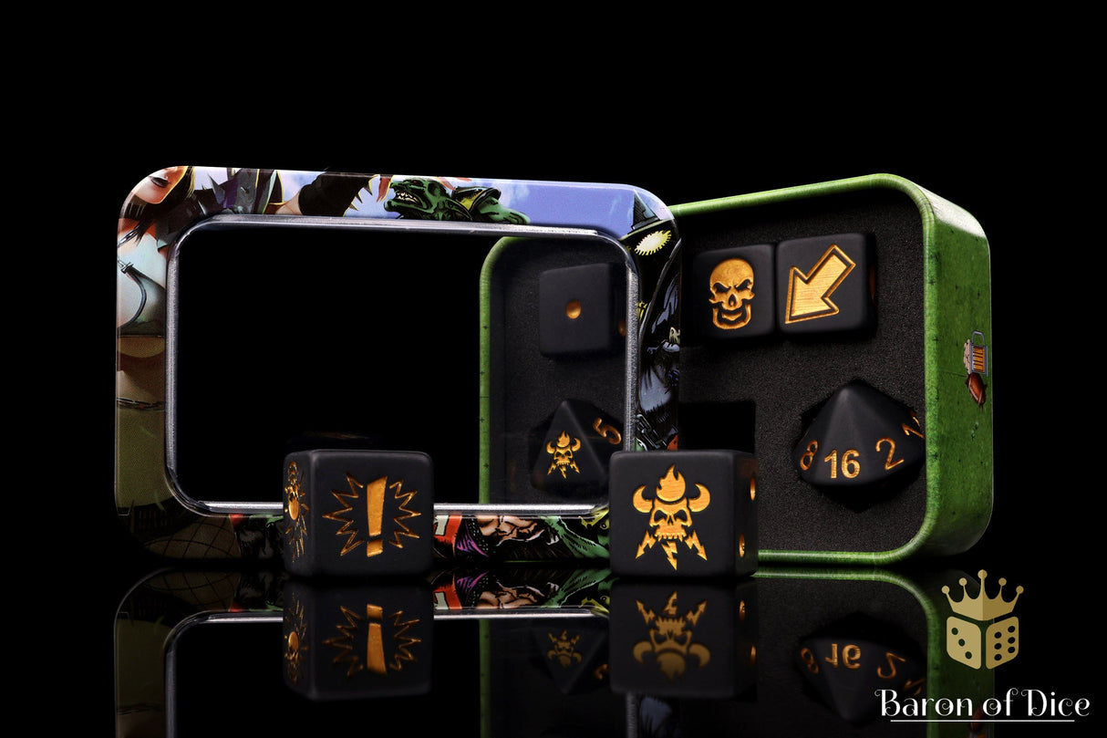 Matte Black - Bloody Football Dice (Set of 7)