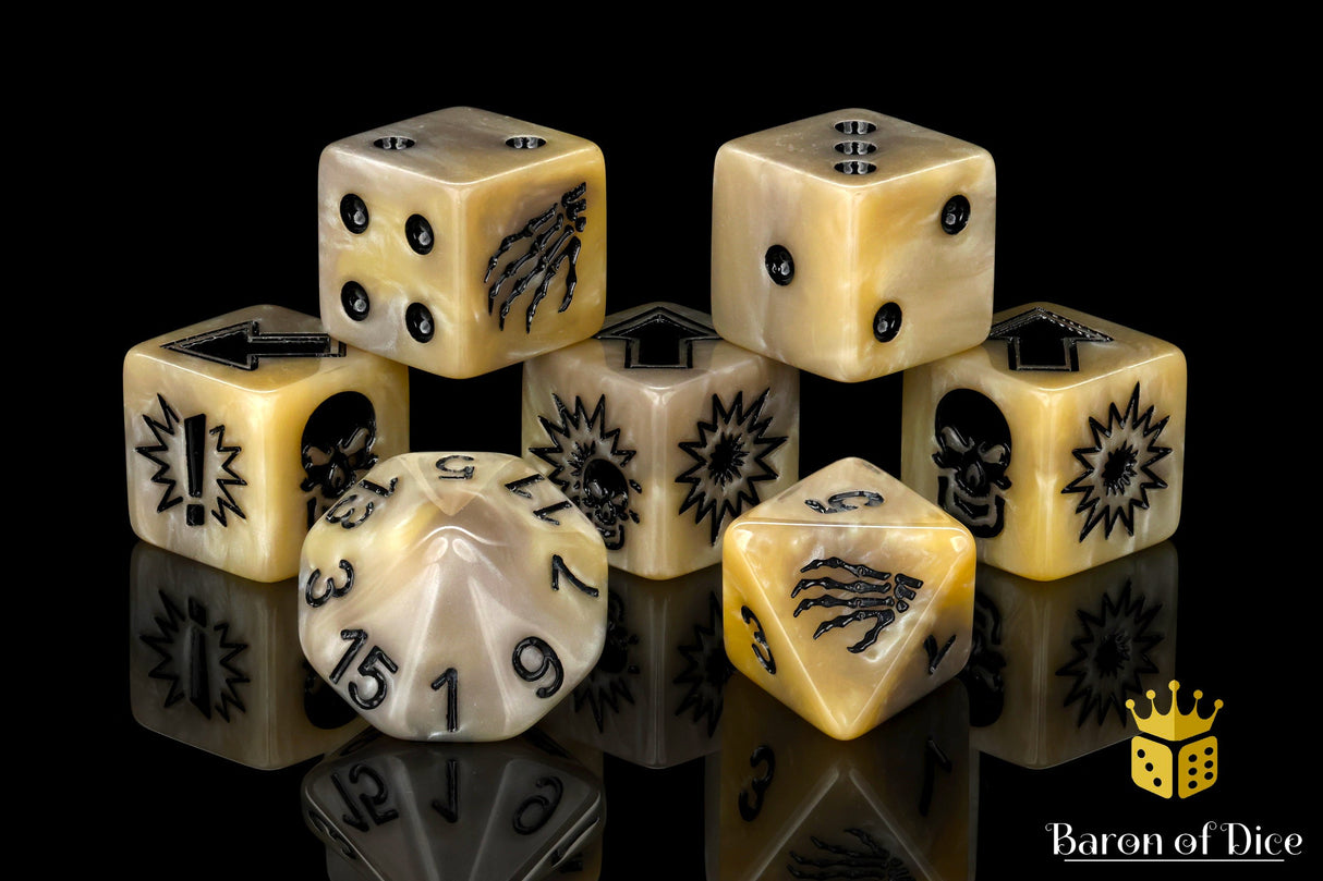 Bone - Bloody Football Dice (Set of 7)