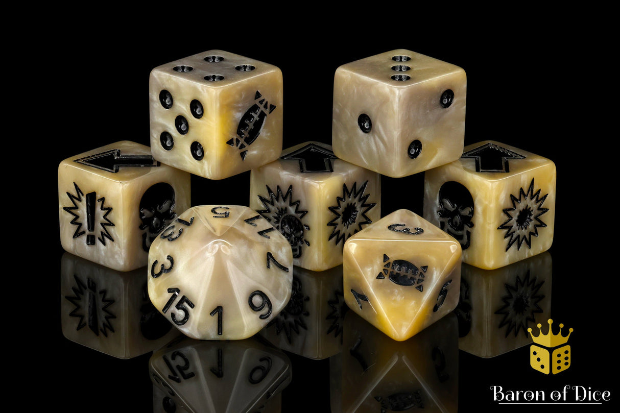 Bone - Bloody Football Dice (Set of 7)