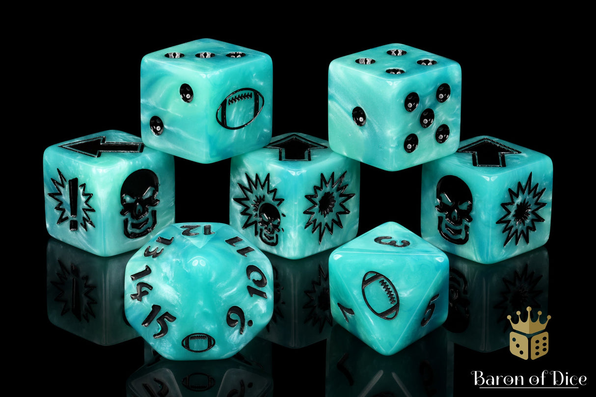 Ethereal Blue - Bloody Football Dice (Set of 7)