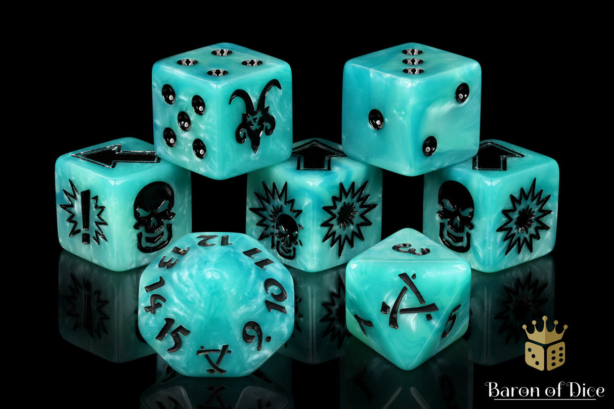 Ethereal Blue - Bloody Football Dice (Set of 7)