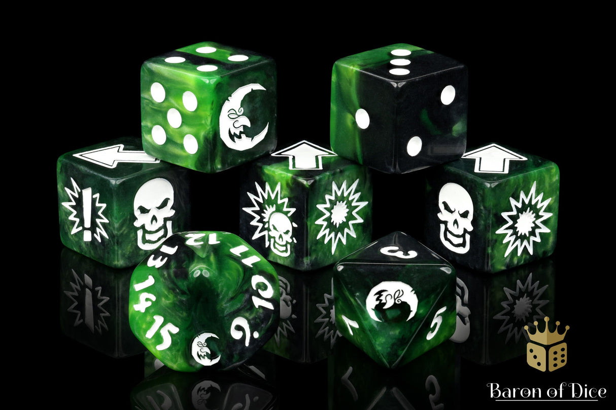 Warp Green - Bloody Football Dice (Set of 7)