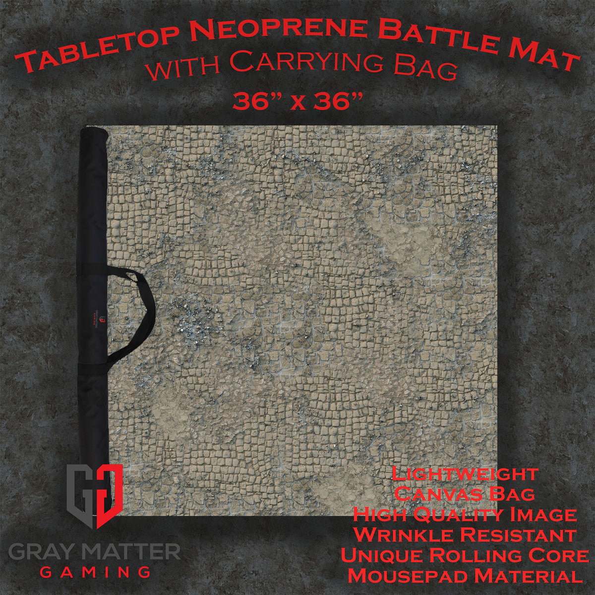 Broken Cobblestone - Neoprene Battle Mat with Bag