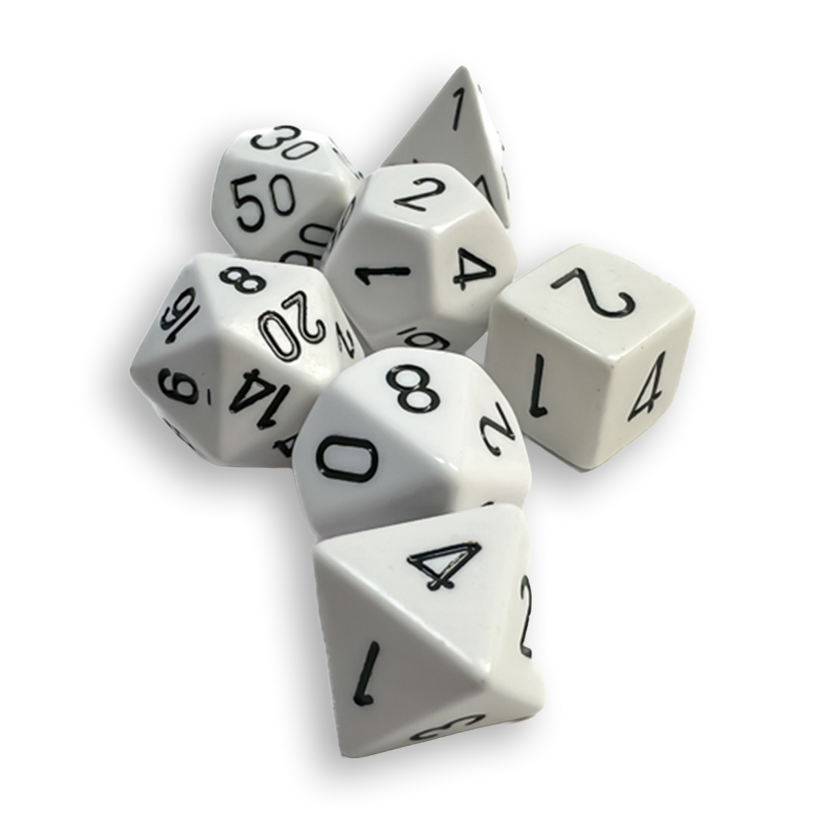 Polyhedral 7-Dice Set - Opaque White/Black