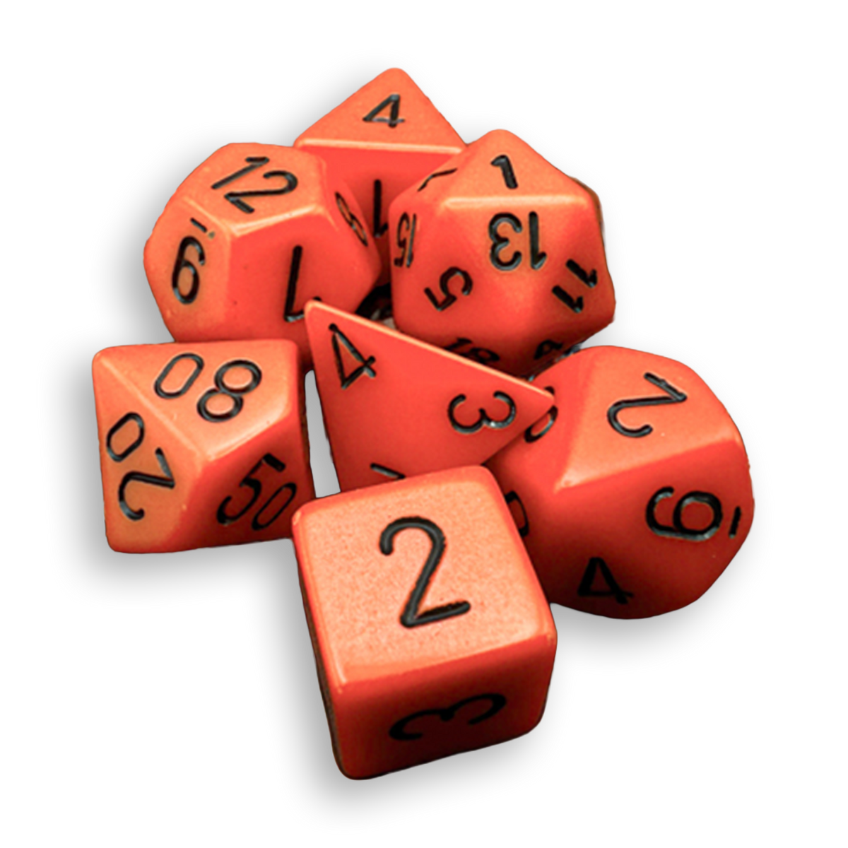Polyhedral 7-Dice Set - Opaque Orange/Black