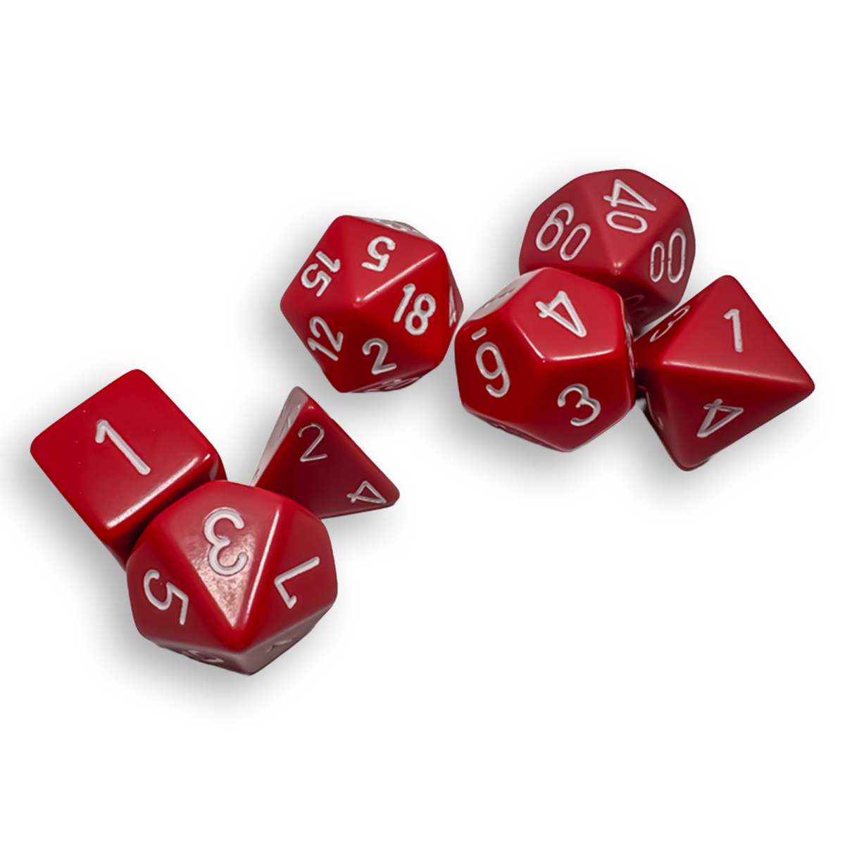 Polyhedral 7-Dice Set - Opaque Red/White