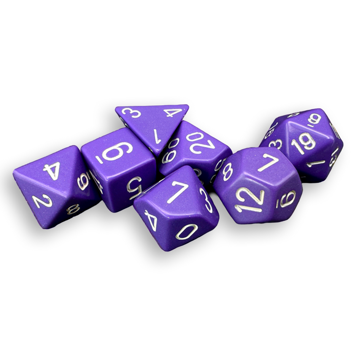 Polyhedral 7-Dice Set - Opaque Purple/White