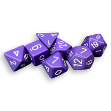 Polyhedral 7-Dice Set - Opaque Purple/White