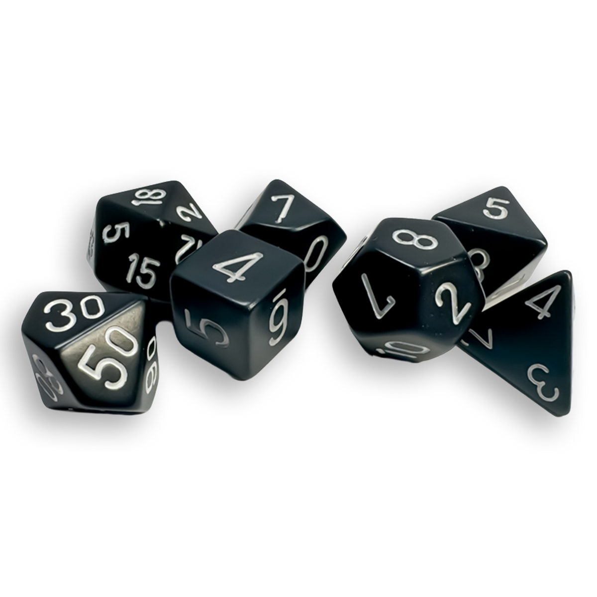 Polyhedral 7-Dice Set - Opaque Black/White