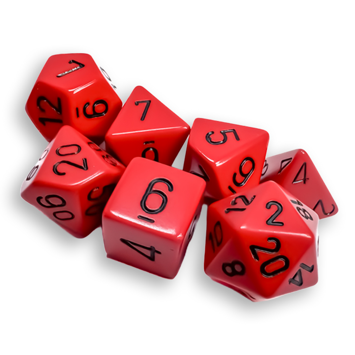 Polyhedral 7-Dice Set - Opaque Red/Black