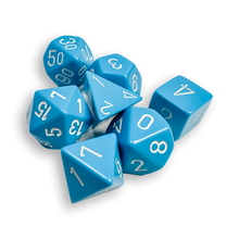 Polyhedral 7-Dice Set - Opaque Light Blue/White