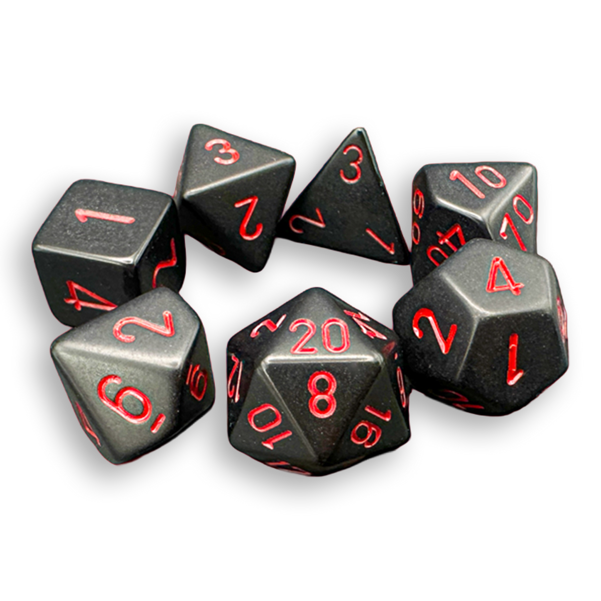 Polyhedral 7-Dice Set - Opaque Black/Red