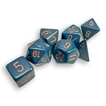 Polyhedral 7-Dice Set - Opaque Dusty Blue/Copper