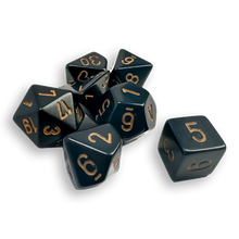 Polyhedral 7-Dice Set - Opaque Black/Gold
