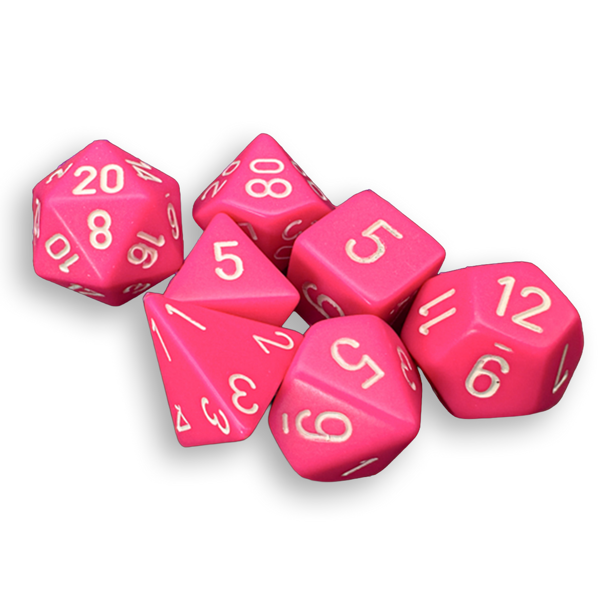 Polyhedral 7-Dice Set - Opaque Pink/White