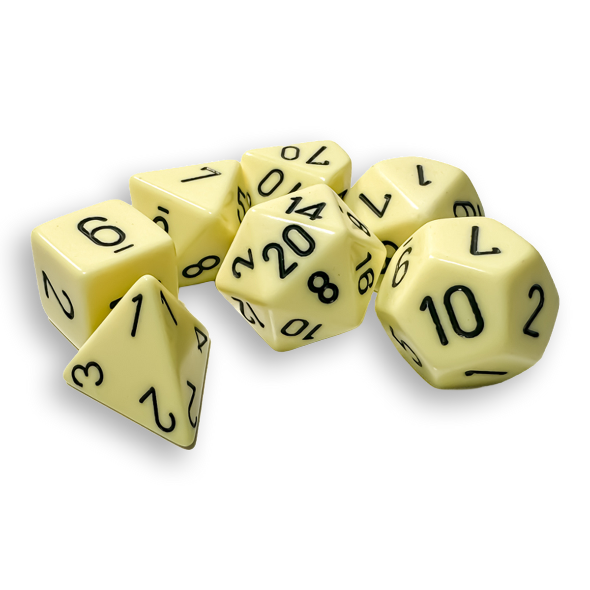 Polyhedral 7-Dice Set - Opaque Pastel Yellow/Black