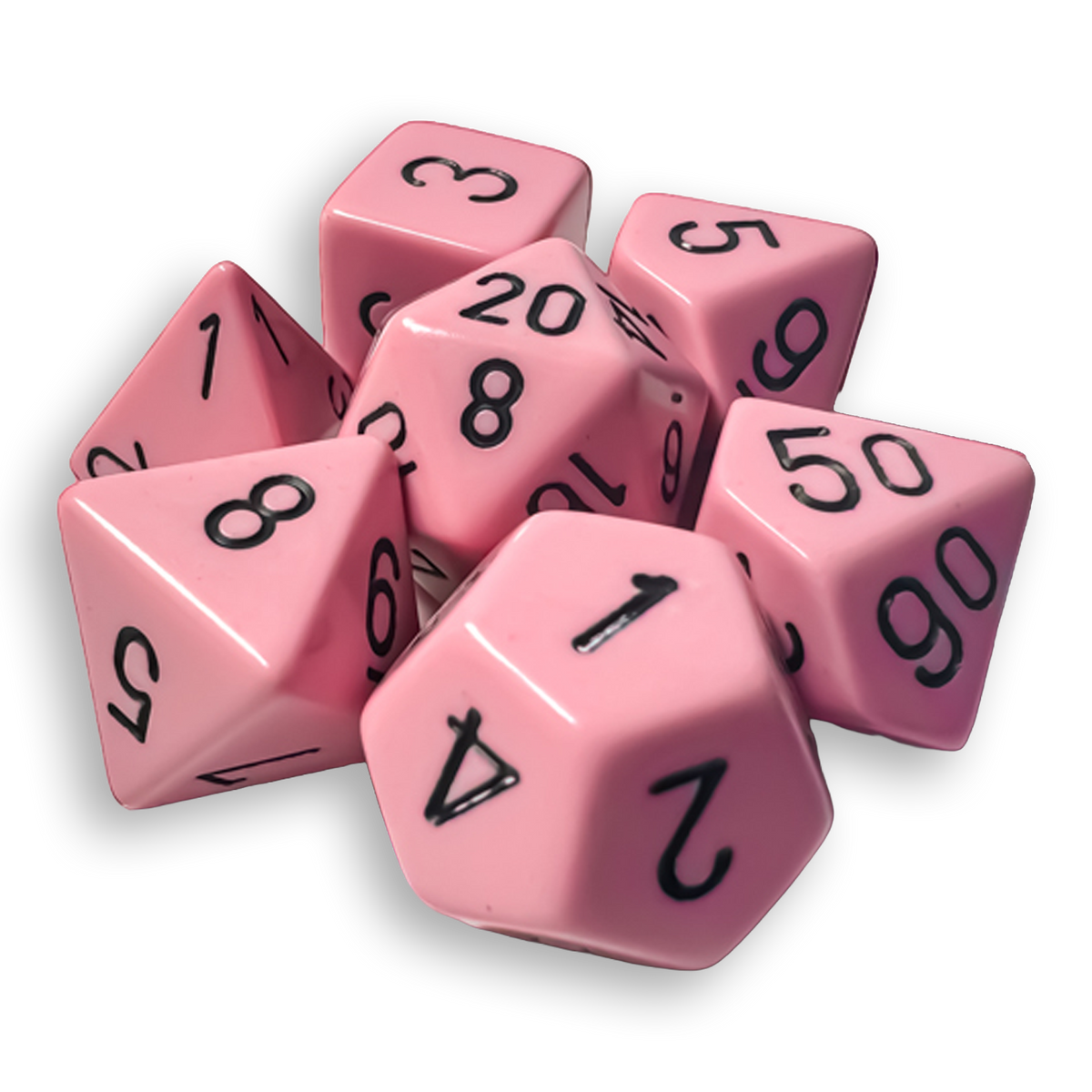 Polyhedral 7-Dice Set - Opaque Pink/Black