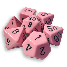 Polyhedral 7-Dice Set - Opaque Pink/Black
