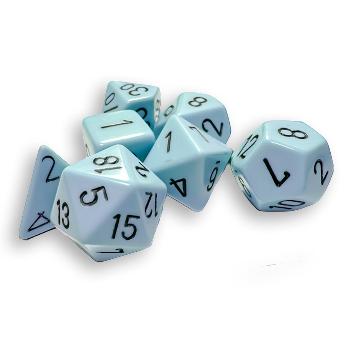 Polyhedral 7-Dice Set - Opaque Pastel Blue/Black