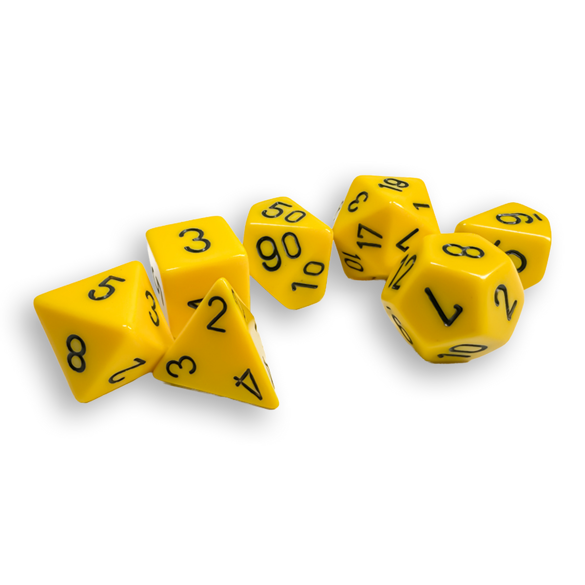 Polyhedral 7-Dice Set - Opaque Yellow/Black