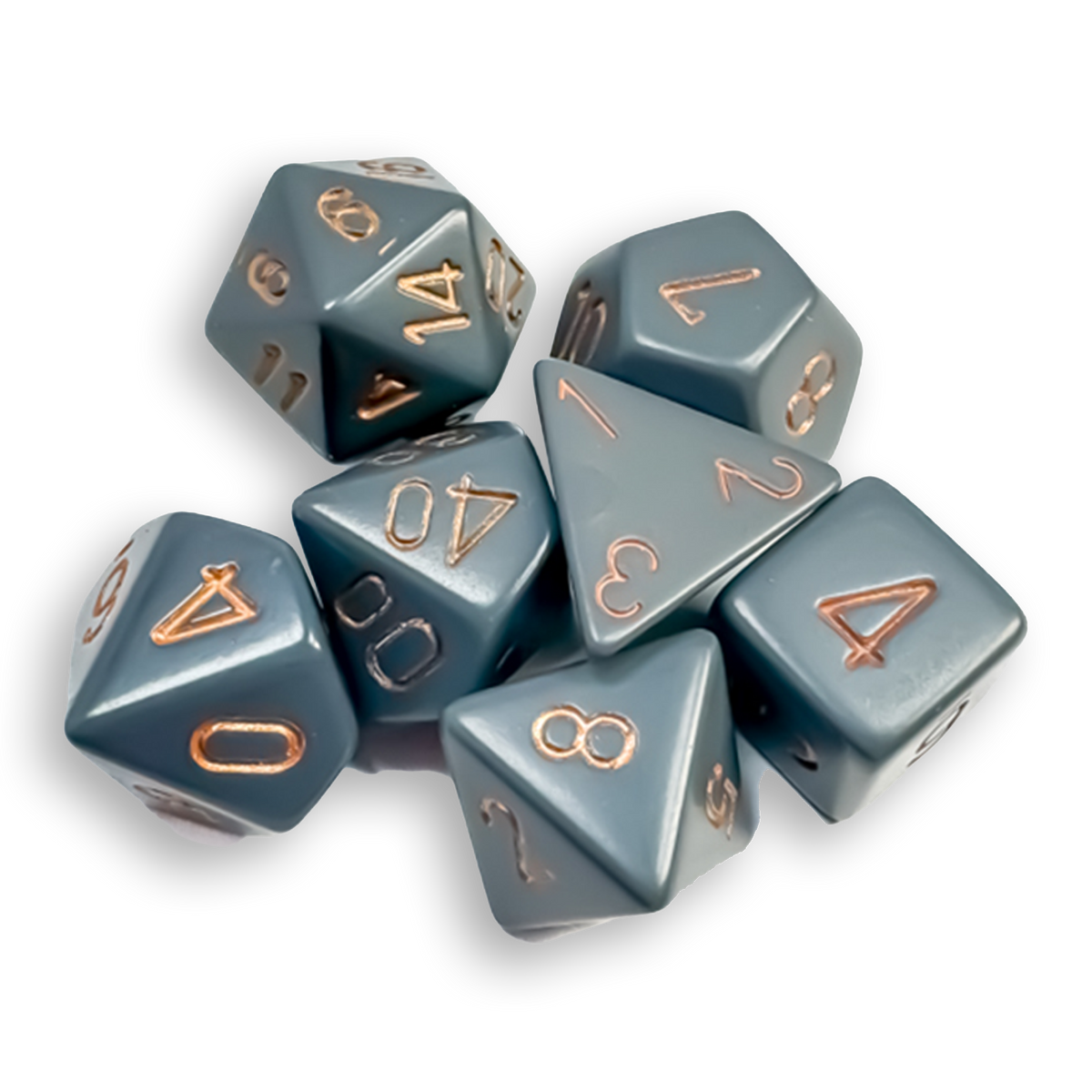 Polyhedral 7-Dice Set - Opaque Dark Grey/Copper