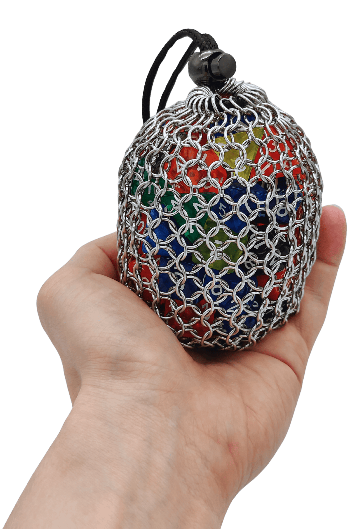 Futhark Handmade Chainmail DND Dice Bag – Medieval-Style D&D Dice Bag for RPG Polyhedral Dice Storage – DND Accessories: Ultra Durable Metal Dice Bag. Great DND Gift/DM Gift