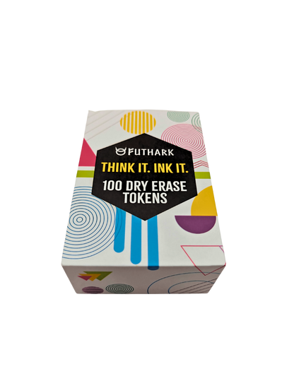 Futhark 100 Dry Erase Tokens for DND – Reusable RPG Tokens in 2 Sizes for Combat Tracking, Initiative, Conditions, and Effects – Reusable Circle Markers for Tabletop Board Games Accessories (100 PCS)