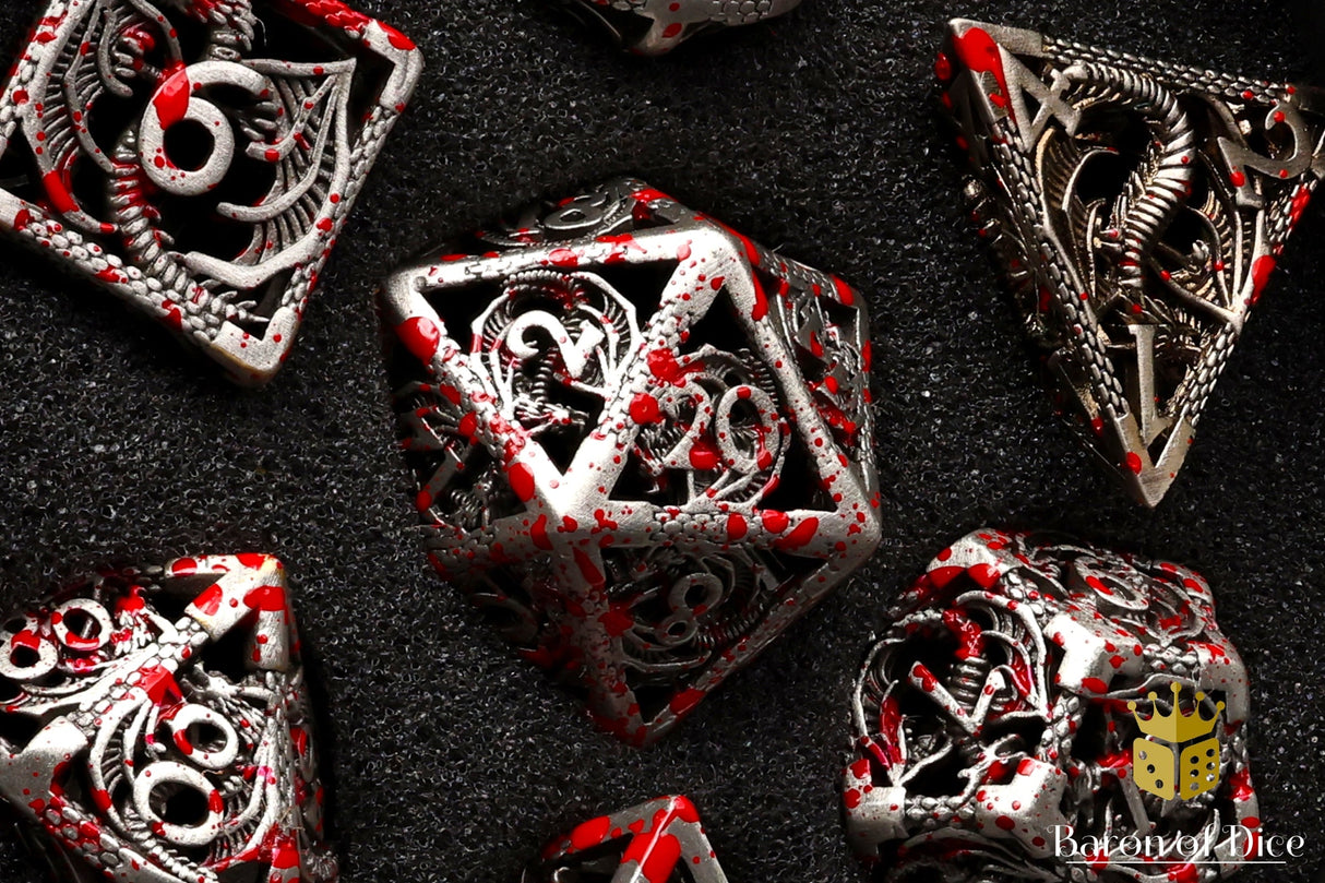 Bloody Dragon Metal RPG Dice - 7 Pieces