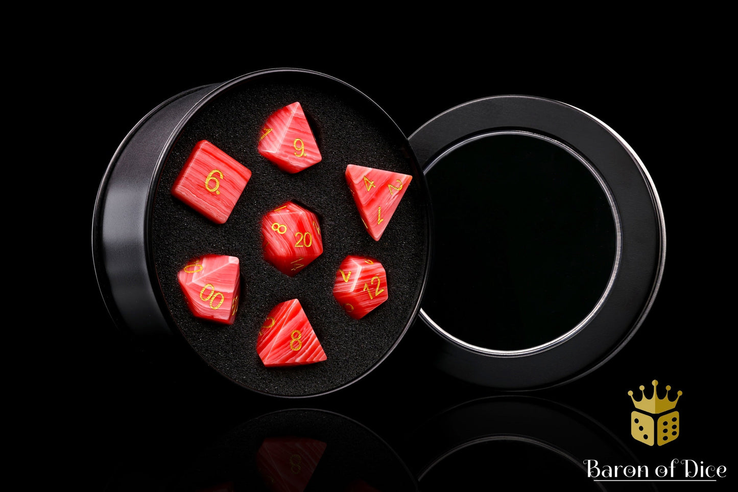 Rhodochrosite Sharp Edge RPG Dice Set - 7 Pieces