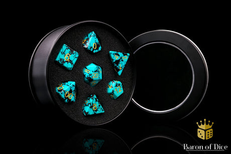 Turquoise Gemstone RPG Dice Set - 7 Pieces