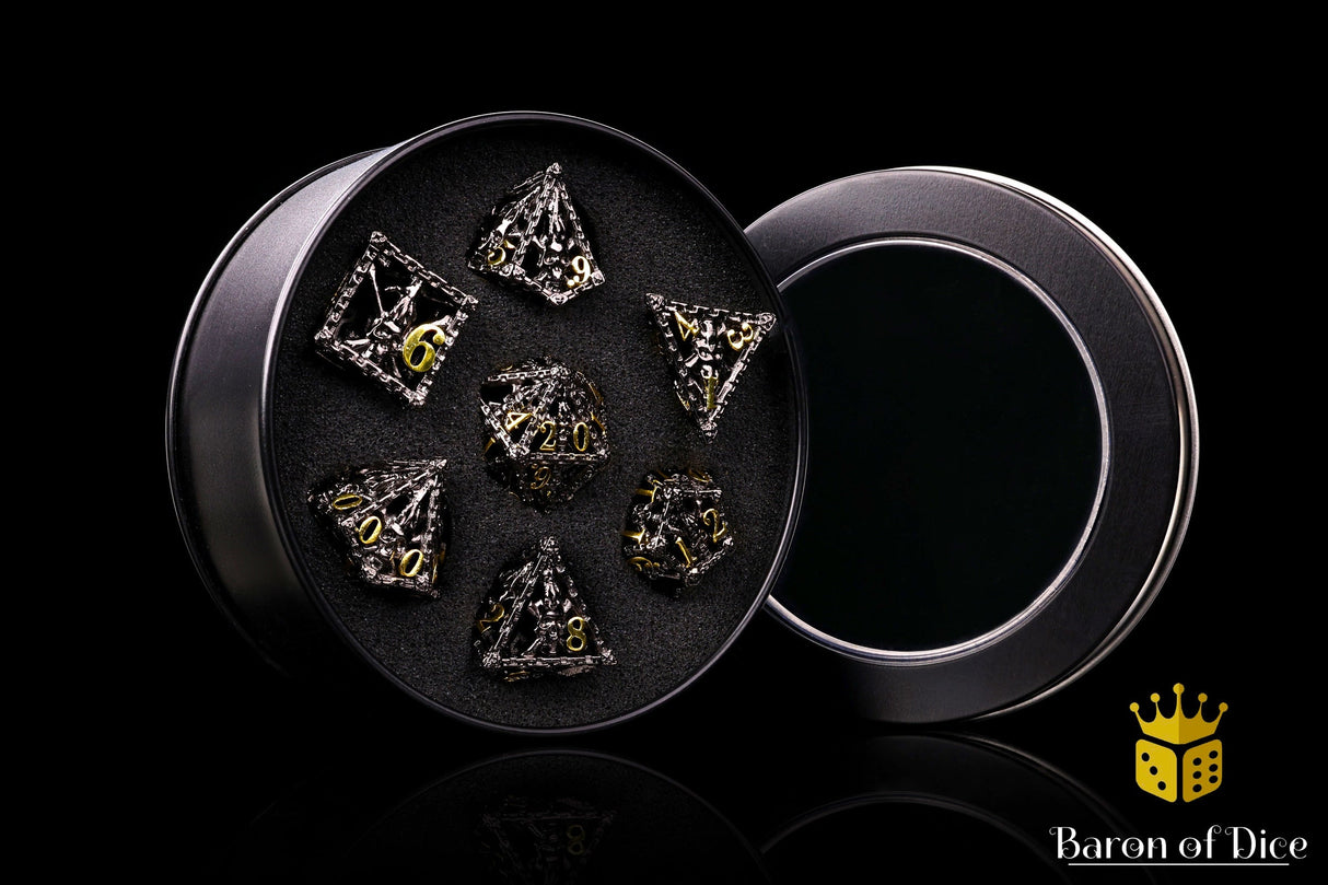 Pirate Skull Metal RPG Dice Set - 7 Pieces