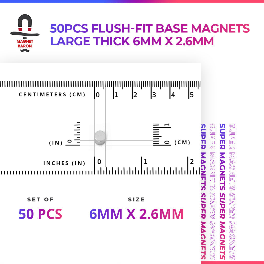 50pcs Flush-Fit Base Magnets