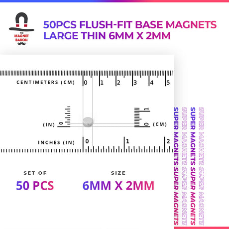 50pcs Flush-Fit Base Magnets