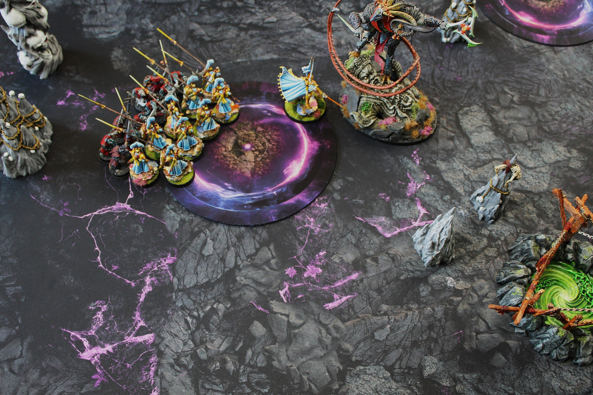 Warhammer 40k and AoS4 Neoprene Objective Markers - Green and Purple Energy