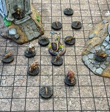 RPG Grid Mat - Abandoned Town & Dungeon Floor - Double Sided Neoprene Mat with Bag