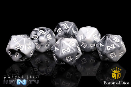 Infinity: N4 Marbled W/ White - Official Dice Set