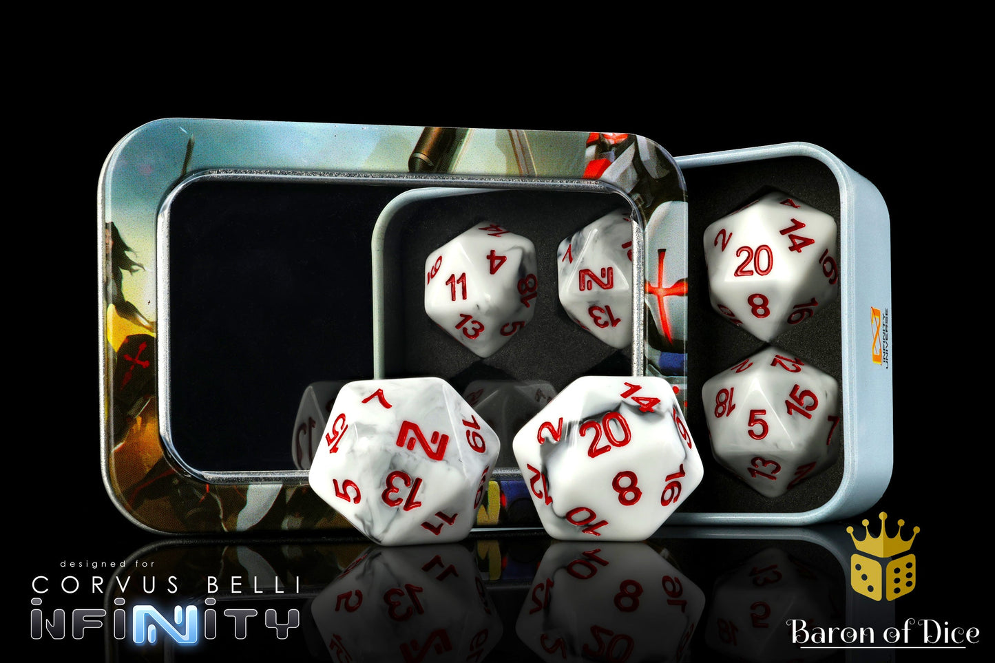Infinity: N4 Marbled W/ Red - Official Dice Set