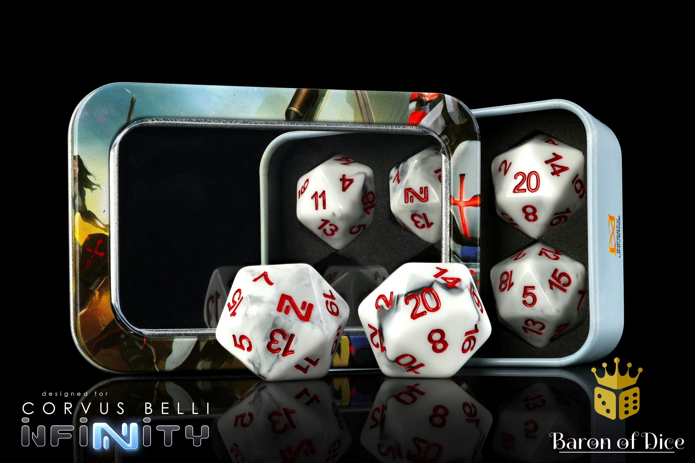 Infinity: N4 Marbled W/ Red - Official Dice Set