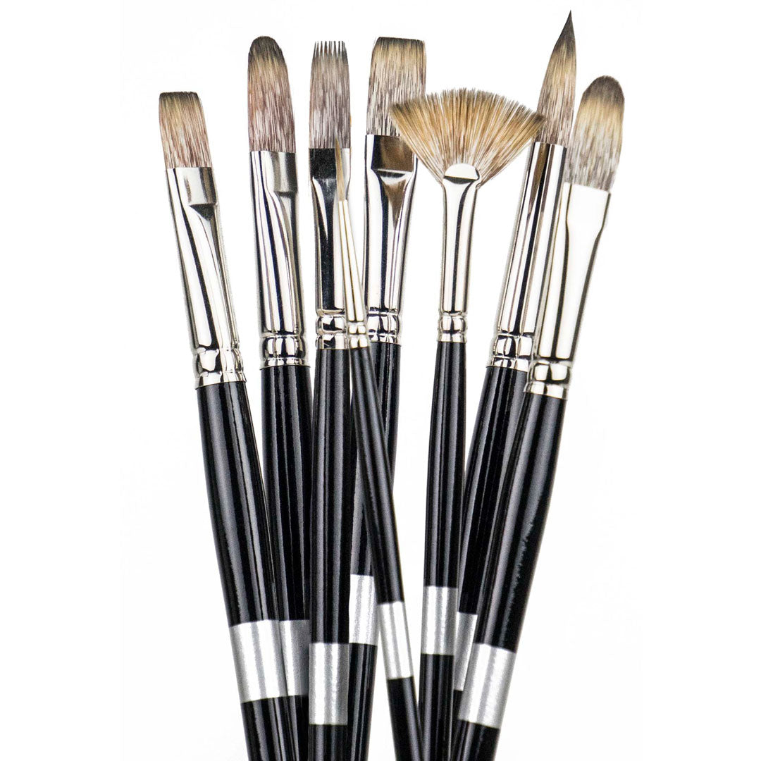 Trekell Legion Synthetic Mongoose Long Handle Artist Brushes For Oil and Acrylic