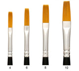 Trekell Golden Taklon Long Handle Artist Brushes - Synthetic Bristles for Acrylic and Oil Painting