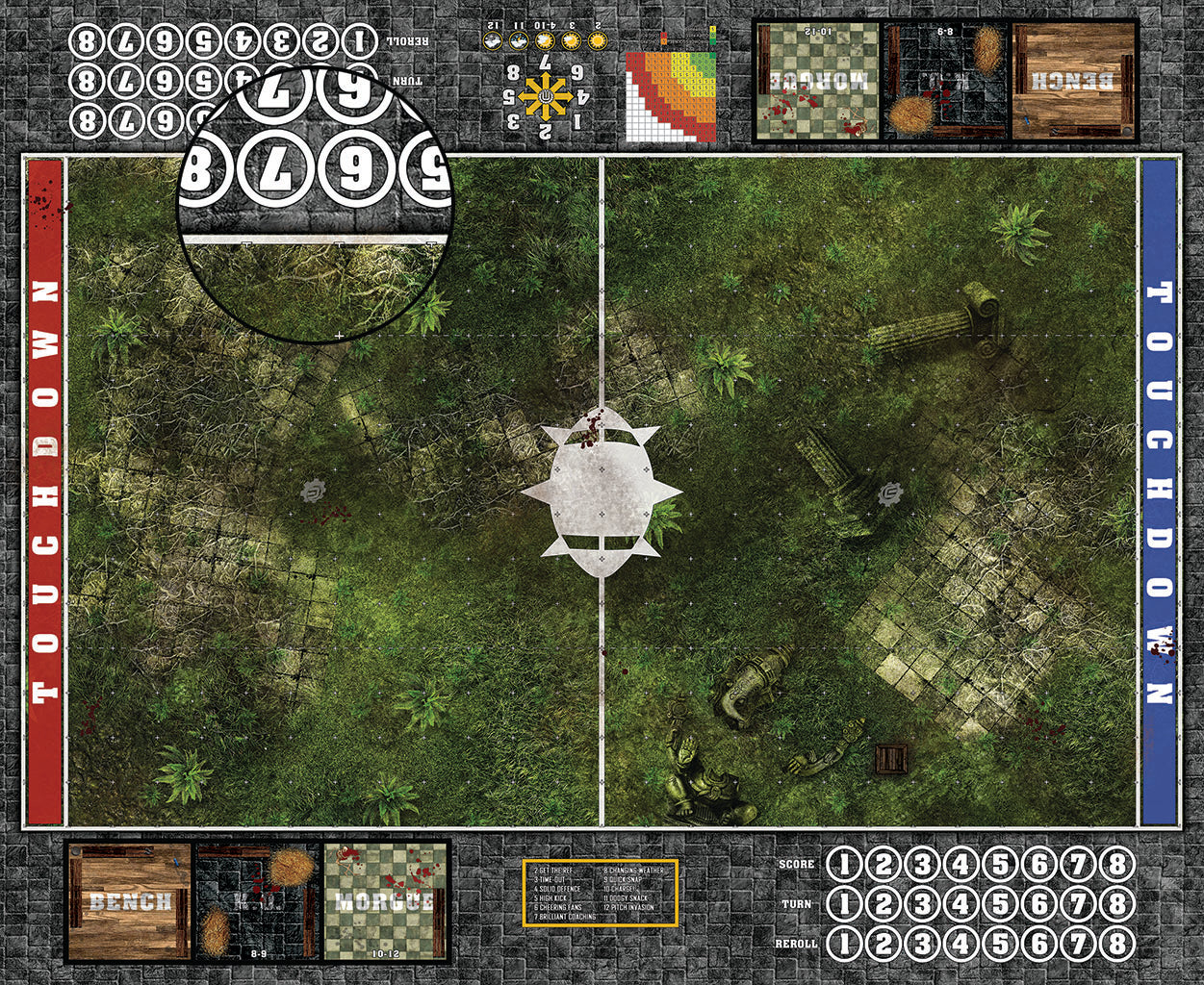 Mats by Mars:  Forgotten Temple Fantasy Football Play Mat / Pitch