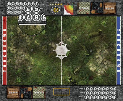 Mats by Mars:  Forgotten Temple Fantasy Football Play Mat / Pitch
