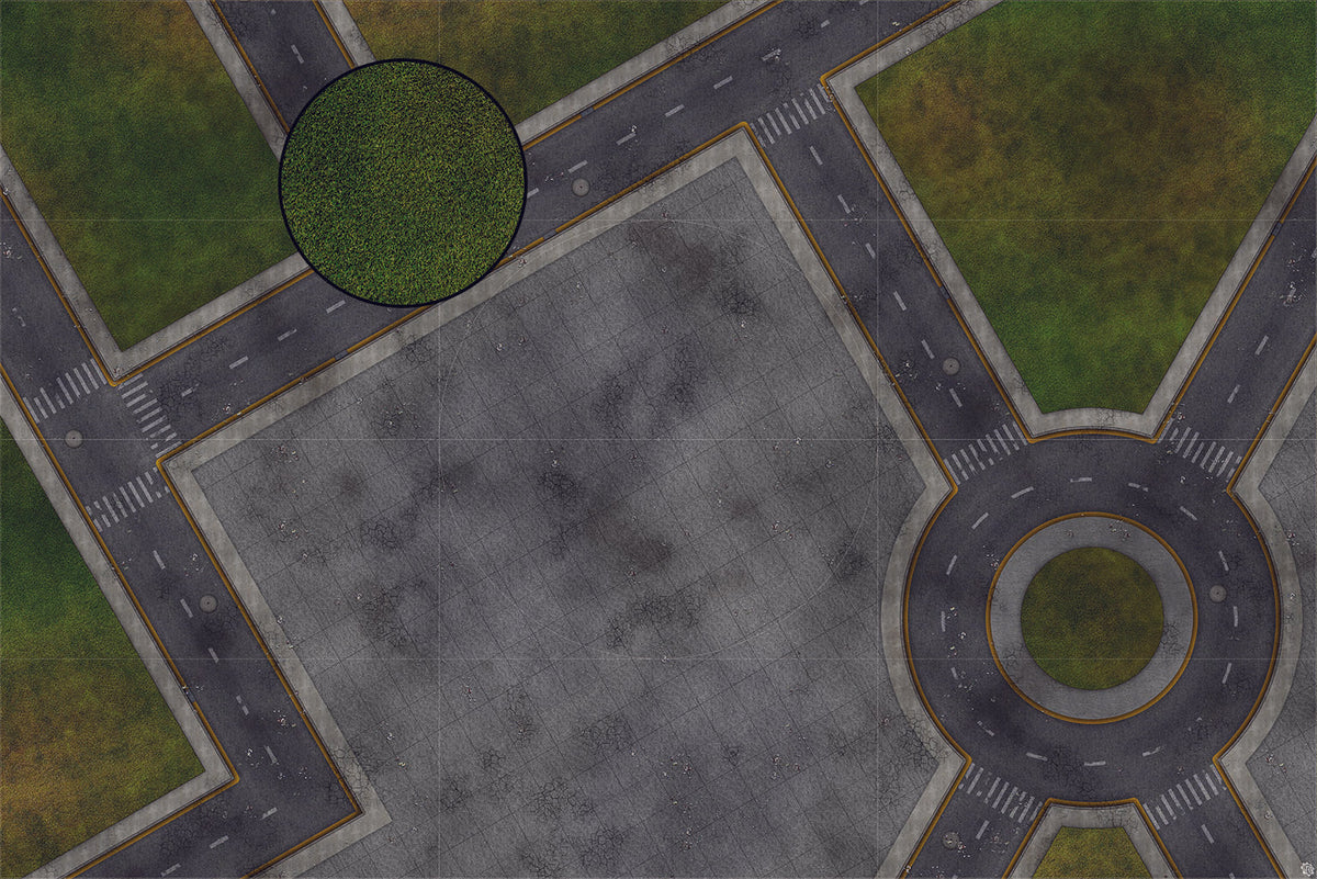 Mats by Mars: Park Avenue (Intersection) Tabletop Wargaming Play Mat