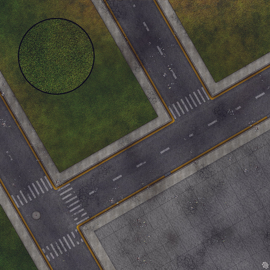 Mats by Mars: Park Avenue (Intersection) Tabletop Wargaming Play Mat