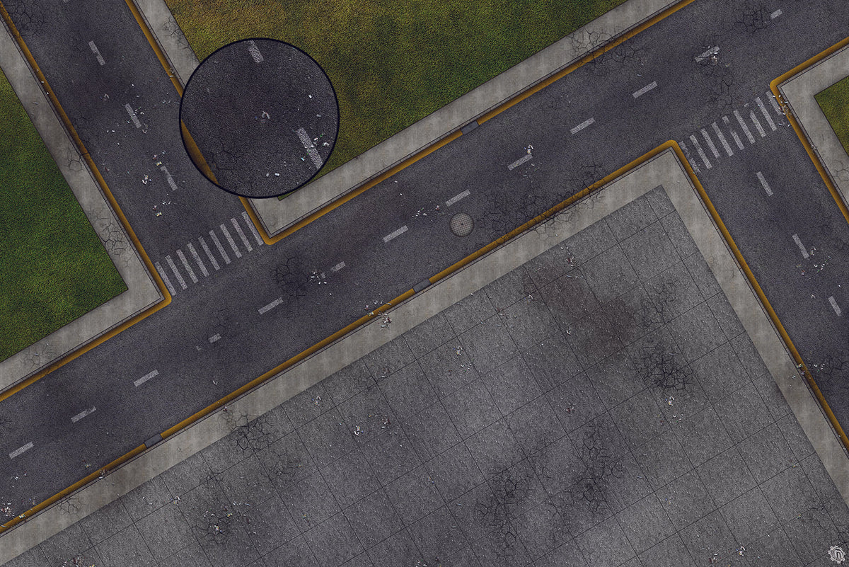 Mats by Mars: Park Avenue (Intersection) Tabletop Wargaming Play Mat