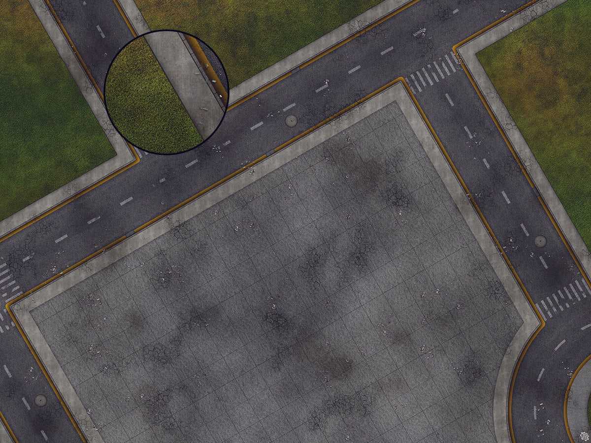 Mats by Mars: Park Avenue (Intersection) Tabletop Wargaming Play Mat