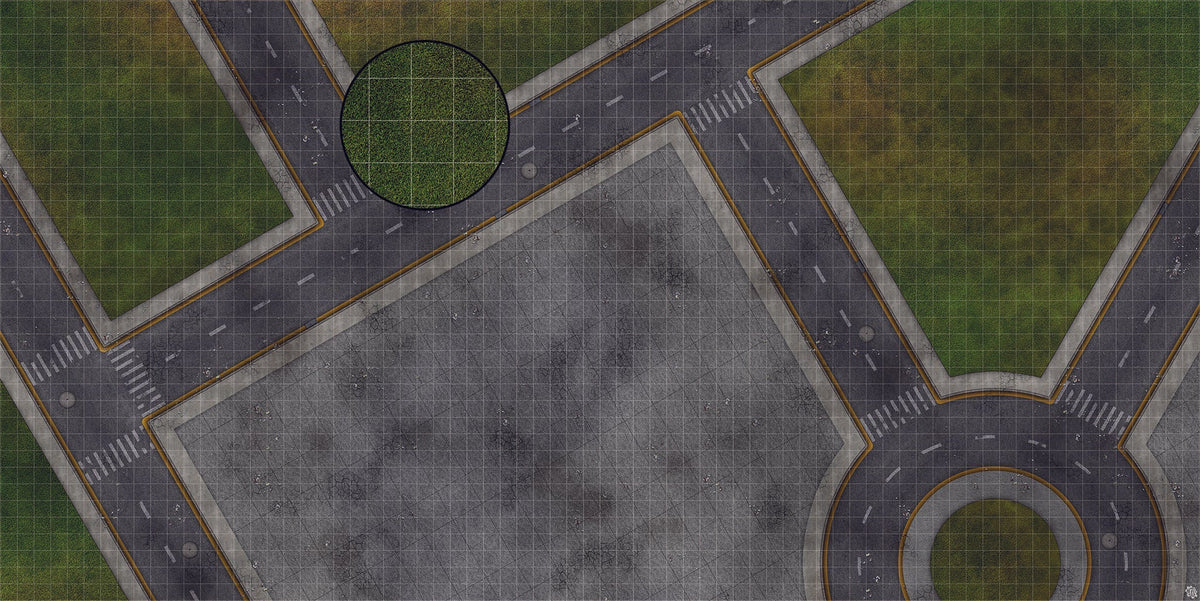 Mats by Mars: Park Avenue (Intersection) Tabletop Wargaming Play Mat