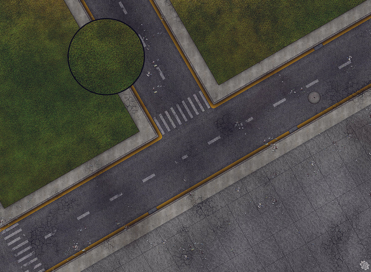 Mats by Mars: Park Avenue (Intersection) Tabletop Wargaming Play Mat