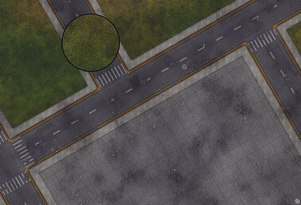 Mats by Mars: Park Avenue (Intersection) Tabletop Wargaming Play Mat